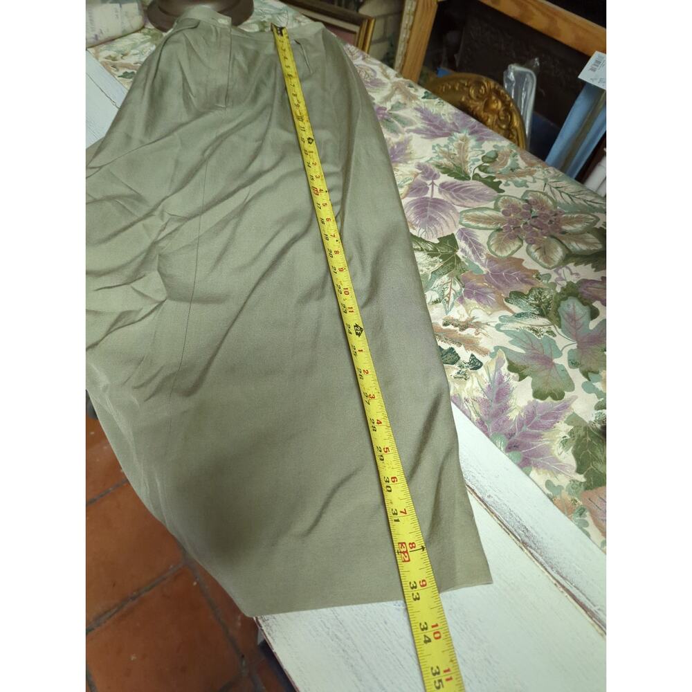 Talbots Vintage Silk Blend Sage Green Pleated Maxi Skirt Size 8 Minimalist Glam - Picture 10 of 10